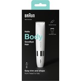 Braun Mini Rifinitore Corpo BS1000, Rifinitore Elettrico Corpo Uomo E Donna, Bianco, Rimozione dei capelli bianco/cromo, Rifinitore Elettrico Corpo Uomo E Donna, Bianco, Bianco, Cilindro, Batteria, Stilo AA, Cina, 114 g