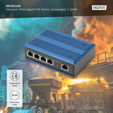 Digitus Switch industriale Gigabit PoE a 4 porte, non gestito, Interruttore 