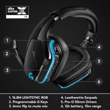 Logitech G935 Cuffia Padiglione auricolare Connettore 3.5 mm Micro-USB Nero, Blu, Cuffia da gioco Nero, Cuffia, Padiglione auricolare, Giocare, Nero, Blu, Stereofonico, Unità di controllo esterna