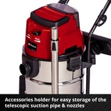 EINHELL TE-VC 36/30 Li S-Solo 30 L Aspiratore a cilindro Secco e bagnato Sacchetto per la polvere, Aspira bagnato / asciutto rosso/Argento, Aspiratore a cilindro, Secco e bagnato, Sacchetto per la polvere, 30 L, Filtro, 76 dB