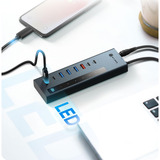 ICY BOX IB-HUB1743-CPD USB 3.2 Gen 2 (3.1 Gen 2) Type-A + Type-C 10000 Mbit/s Blu, Hub USB antracite, USB 3.2 Gen 2 (3.1 Gen 2) Type-A + Type-C, USB 3.2 Gen 2 (3.1 Gen 2) Type-A, USB 3.2 Gen 2 (3.1 Gen 2) Type-C, 10000 Mbit/s, Blu, Alluminio, 100 W