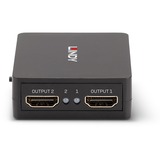 Lindy 38358 ripartitore video HDMI 2x HDMI, Splitter HDMI Nero, HDMI, 2x HDMI, 3840 x 2160 Pixel, Nero, Metallo, 60,5 mm