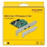 DeLOCK PCI Express x1 Card to 2 x external SuperSpeed USB (USB 3.2 Gen 1) USB Type-C™ female scheda di interfaccia e adattatore Interno USB 3.2 Gen 1 (3.1 Gen 1), Controller USB PCIe, USB 3.2 Gen 1 (3.1 Gen 1), Piena altezza/Basso profilo, PCIe 2.0, VIA Technologies, VL805