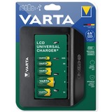 VARTA Universal Charger+ AC, Caricabatterie Nero, 9V, Stilo AA, Mini Stilo AAA, C, D