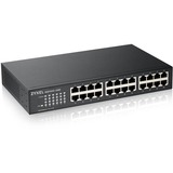 Zyxel GS1100-24E Non gestito Gigabit Ethernet (10/100/1000) Nero, Interruttore Non gestito, Gigabit Ethernet (10/100/1000), Montaggio rack, Montabile a parete