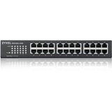Zyxel GS1100-24E Non gestito Gigabit Ethernet (10/100/1000) Nero, Interruttore Non gestito, Gigabit Ethernet (10/100/1000), Montaggio rack, Montabile a parete