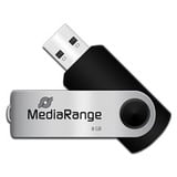 MediaRange Flexi-Drive 8 GB, Chiavetta USB Nero/Argento