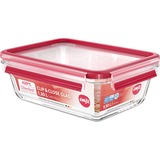 Emsa CLIP & CLOSE N10410 Rettangolare Scatola 1,3 L Trasparente 1 pz, Casella trasparente/Rosso, Scatola, Rettangolare, 1,3 L, Trasparente, Vetro, 420 °C