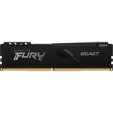 Kingston FURY FURY Beast 16GB 3200MT/s DDR4 CL16 DIMM 1Gx8 Black, Memoria Nero, 16 GB, 1 x 16 GB, DDR4, 288-pin DIMM