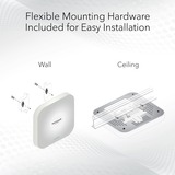 Netgear WAX620 3600 Mbit/s Bianco Supporto Power over Ethernet (PoE), Punto di accesso bianco, 2.4 GHz, 5 GHz, 3600 Mbit/s, EAP-TLS, PEAP, SSL/TLS, TTLS, WPA, WPA2, WPA3, 100,1000,2500 Mbit/s