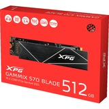 ADATA GAMMIX S70 BLADE 512 GB M.2 PCI Express 4.0 NVMe 3D NAND, Disco a stato solido Nero, 512 GB, M.2, 7400 MB/s