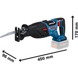 Bosch GSA 18V-28 Professional, Scambiarsi sega blu/Nero, 97 dB, 86 dB, 185 mm, 500 mm, 108 mm