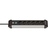 Brennenstuhl Multipresa Premium-Alu-Line 6 prese, Ciabatta Nero/Argento