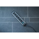 Brennenstuhl Multipresa Premium-Alu-Line 6 prese, Ciabatta Nero/Argento