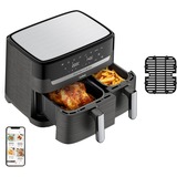 Tefal Dual Easy Fry & Grill EY905B Doppia 8,3 L Indipendente 2700 W Friggitrice ad aria calda Grigio Nero, Friggitrice ad aria calda, 8,3 L, Doppia, Grigio, Touch, Indipendente