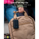 goobay Powerbank 20.000 mAh, cavo USB-C integrato 13 cm, 30 watt Nero