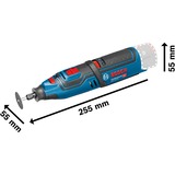 Bosch Utensile rotante a batteria Bosch GRO 10,8V Li, Strumento multi funzione blu/Nero, Tagliare, Perforamento, Smerigliatura, Lucidatura, Levigare, Segare, Nero, Blu, 35000 OPM, 5000 OPM, Batteria, Ioni di Litio