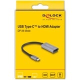 DeLOCK Adattatore USB, spina USB-C > presa HDMI 8K 30hz grigio/Nero