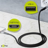 goobay cavo adattatore USB 2.0, connettore USB-A > connettore Lightning grigio/Argento