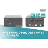 Digitus Switch KVM DisplayPort 2x 1 Nero
