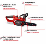 EINHELL GE-LC 18 Li Solo Sega a Catena Batteria e Senza Caricabatteria, Rosso/Nero, 0 W, 0 V rosso/Nero, Rosso/Nero, 0 W, 0 V