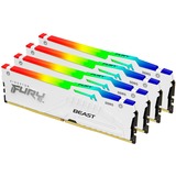 Kingston FURY FURY Beast 128 GB 5200 MT/s DDR5 CL40 DIMM (Kit da 4 moduli) White RGB XMP, Memoria bianco, 128 GB, 4 x 32 GB, DDR5, 288-pin DIMM, Bianco