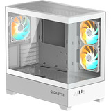 GIGABYTE C201 Panoramic Ice, Chassis Tower bianco, m-ATX, supporto radiatore da 360 mm, 3 ventole preinstallate, USB 3.0, supporto RGB Fusion, Midi Tower, PC, Bianco, micro ATX, Mini-ITX, Vetro, Plastica, Acciaio, Gaming