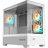 GIGABYTE C201 Panoramic Ice, Chassis Tower bianco, m-ATX, supporto radiatore da 360 mm, 3 ventole preinstallate, USB 3.0, supporto RGB Fusion, Midi Tower, PC, Bianco, micro ATX, Mini-ITX, Vetro, Plastica, Acciaio, Gaming