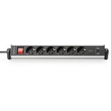Digitus Multipresa da ufficio 6 vie, 3x USB, Ciabatta argento/Nero