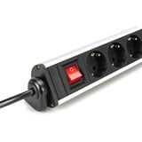 Digitus Multipresa da ufficio 6 vie, 3x USB, Ciabatta argento/Nero