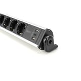 Digitus Multipresa da ufficio 6 vie, 3x USB, Ciabatta argento/Nero