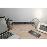 Digitus Multipresa da ufficio 6 vie, 3x USB, Ciabatta argento/Nero