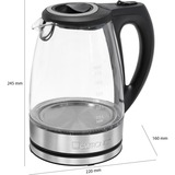 Clatronic Bollitore d'acqua in vetro WKS 3744 G Nero/Argento