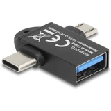 DeLOCK Adattatore USB 3.2 Gen 1 2 in 1, presa USB-A > USB-C + Micro-USB B, OTG Nero