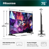 Hisense 75E7S PRO Hi-QLED-Fernseher, QLED TV Nero/grigio scuro