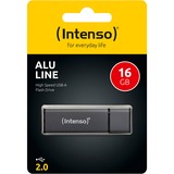 Intenso Alu Line unità flash USB 16 GB USB tipo A 2.0 Antracite, Chiavetta USB Nero, 16 GB, USB tipo A, 2.0, 28 MB/s, Cuffia, Antracite