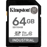 Kingston 64G SDXC Industrial pSLC, Scheda di memoria Nero, 64 GB, SDHC, Classe 10, UHS-I, 100 MB/s, 80 MB/s