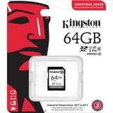 Kingston 64G SDXC Industrial pSLC, Scheda di memoria Nero, 64 GB, SDHC, Classe 10, UHS-I, 100 MB/s, 80 MB/s