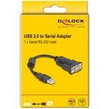 DeLOCK Adattatore USB 2.0, connettore USB-A > connettore seriale RS-232 Nero