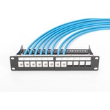 Digitus Pannello patch modulare, 8 porte, Patch Panel Nero, 8 porte, Nero, Montaggio a rack, 1U, 270 mm, 120 mm, 171,212 g