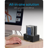 ICY BOX IB-1233CL-CR USB 3.2 Gen 1 (3.1 Gen 1) Type-A Nero, Docking station Nero, HDD, SSD, SATA, 2.5,3.5", USB 3.2 Gen 1 (3.1 Gen 1) Type-A, Nero, 5 Gbit/s