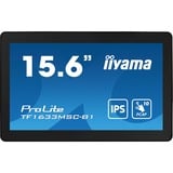 iiyama ProLite TF1633MSC-B1 Monitor PC 39,6 cm (15.6") 1920 x 1080 Pixel Full HD Touch screen Nero, Monitor LED Nero, 39,6 cm (15.6"), 1920 x 1080 Pixel, Full HD, 5 ms, Nero