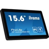 iiyama ProLite TF1633MSC-B1 Monitor PC 39,6 cm (15.6") 1920 x 1080 Pixel Full HD Touch screen Nero, Monitor LED Nero, 39,6 cm (15.6"), 1920 x 1080 Pixel, Full HD, 5 ms, Nero