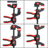 BESSEY 2x morsetto da tavolo a una mano con manico girevole (EZR360-15SET) Nero/Rosso