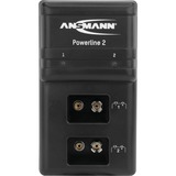 Ansmann Powerline 2, Caricabatterie Nero, Nero, Caricabatteria per interni, 230 V, 50 Hz, 10 V, 0,075 A