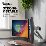 Digitus Supporto per monitor design doppio, 2x 35", 2x 10 kg, Base per monitor bianco
