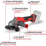 EINHELL Professional Akku-Winkelschleifer AXXIO 18/125 Q, 18Volt, Smerigliatrice angolare rosso/Nero