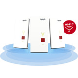 FRITZ! Set mesh 2700 confezione da 3, Ripetitore bianco/grigio, Repeater 2700, Ripetitore di rete, 125 Mbit/s, Wi-Fi, Collegamento ethernet LAN, Bianco