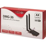 Inter-Tech DMG-36 Interno WLAN / Bluetooth 5400 Mbit/s, Adattatore Wi-Fi Interno, Wireless, PCI Express, WLAN / Bluetooth, 5400 Mbit/s, Nero, Argento