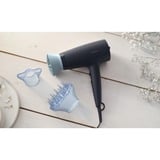 Philips Serie 3000 Asciugacapelli nero con accessorio ThermoProtect BHD360/20 Nero/Blu chiaro, dC, Blu marino, Anello di sospensione, 1,8 m, 2100 W, 220-240 V